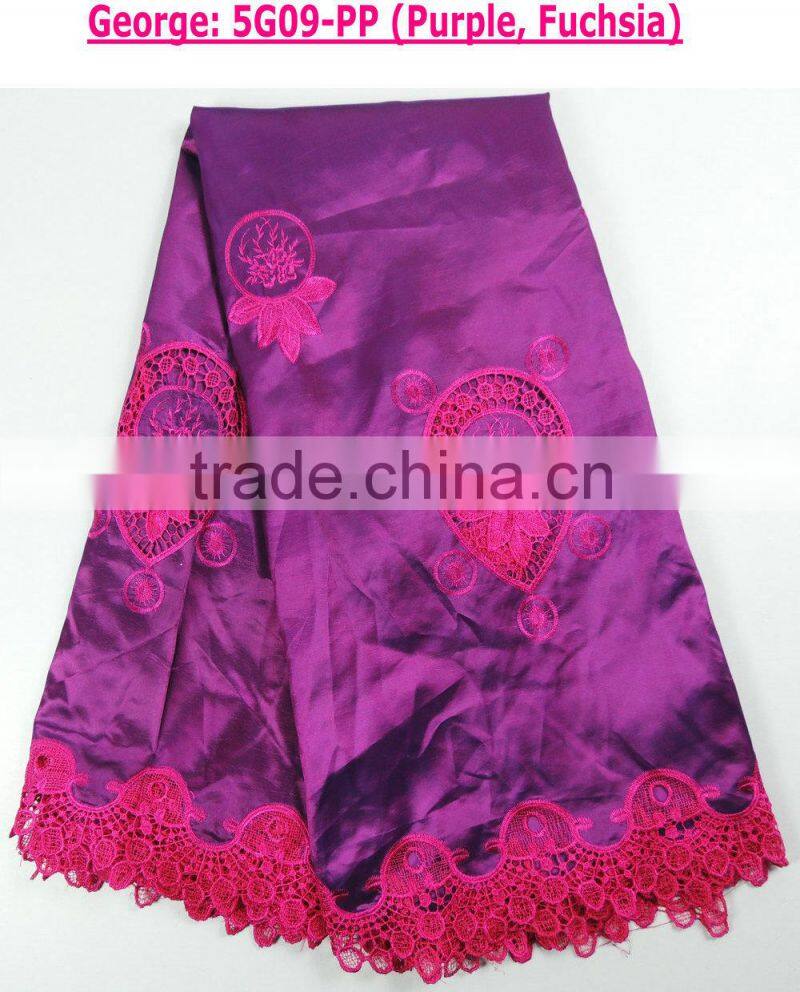 Lastest raw silk beautiful embroidery comfortable george lace fabrics