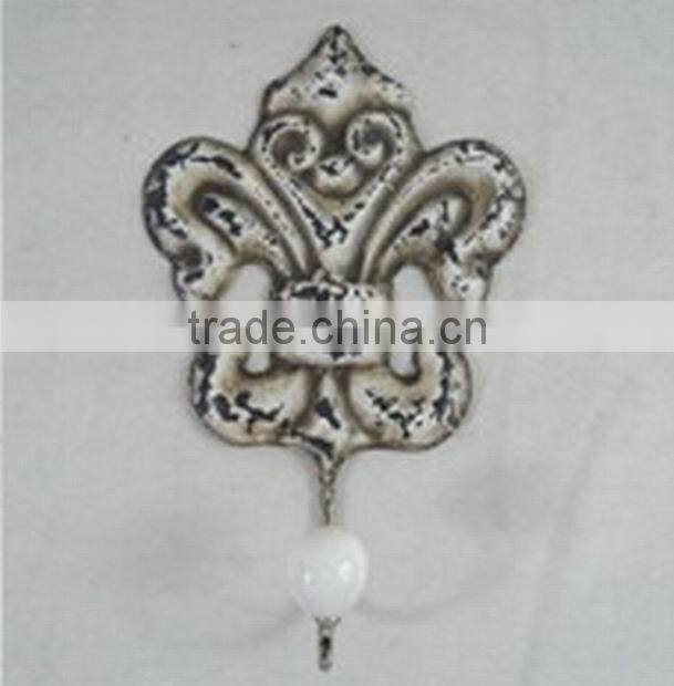 French country chic white crown hooks wall