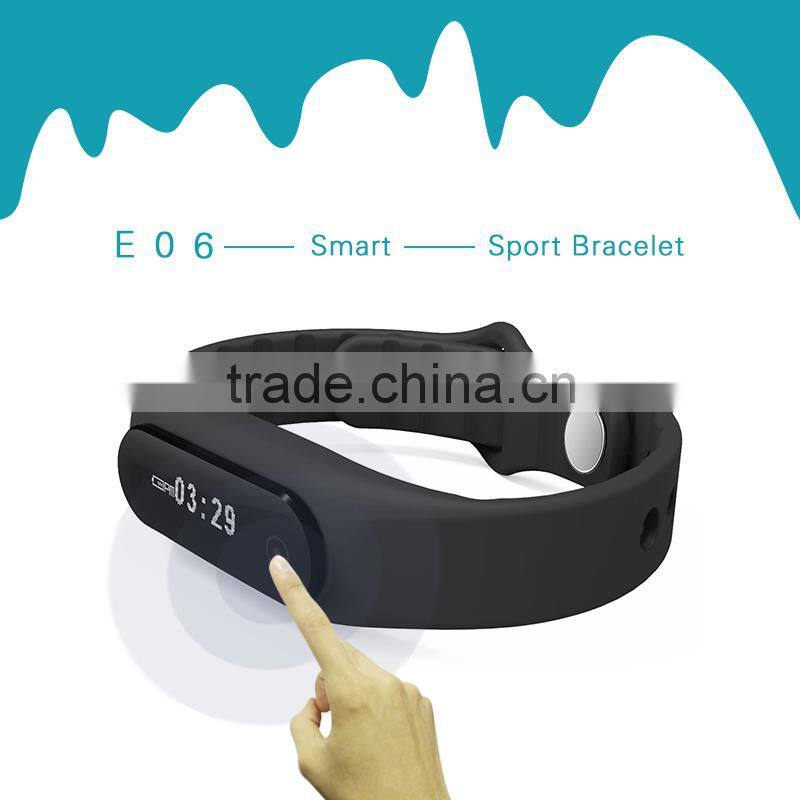 2015 Touch Screen Smart Band Wristband E06 Bracelet Fitness Wearable Tracker Waterproof IP67 Bluetooth Watch for Android 4.4