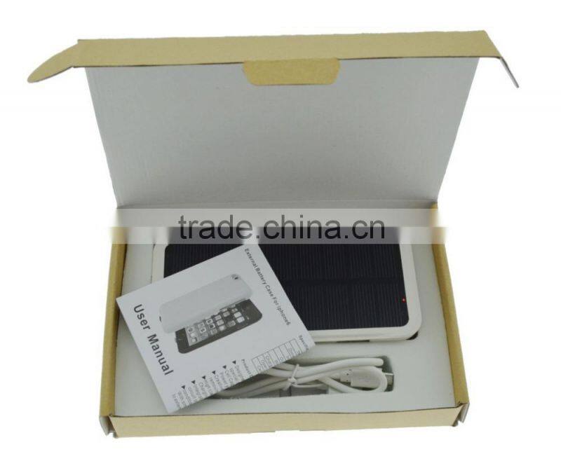 New model solar battery case for i phone 6, hot selling solar case mobile charger, factory low price solar case power bank