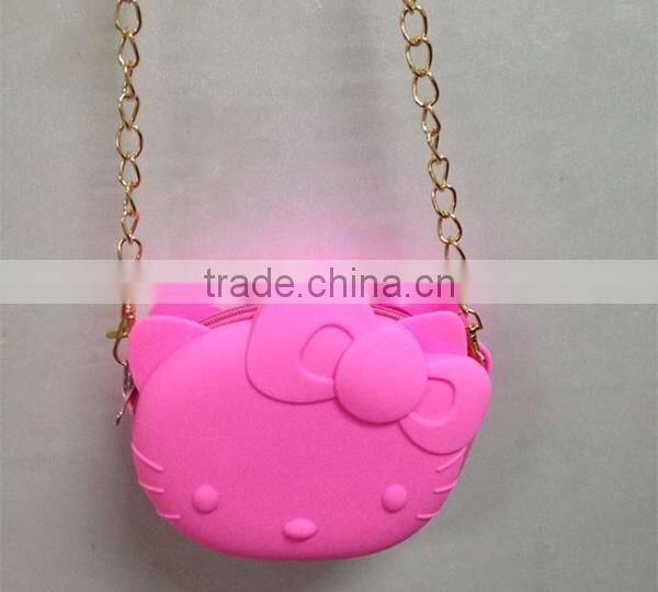 New Arrival Hello Kitty Silicone Single Long Strap shoulder Bag For Girs