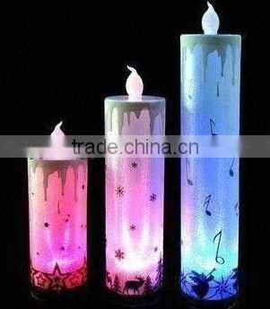 flameless led paniting christmas candle light christmas decoration