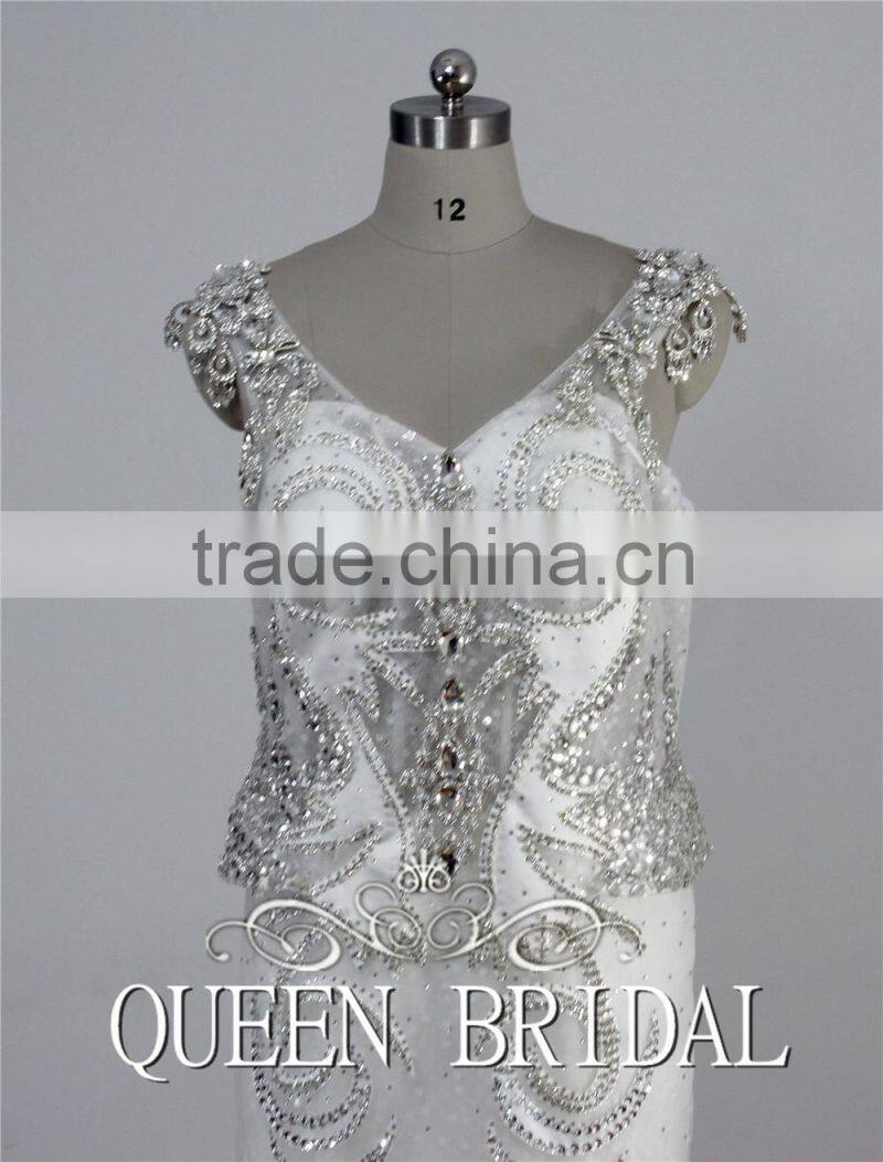 Real Sample Mermaid Heavy Beaded Plus Size Wedding Dress Crystal Embroidery