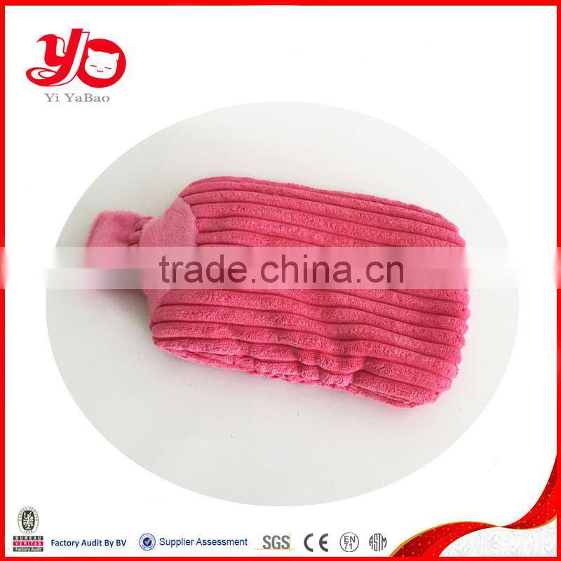 Top quality lovely plush water bag, plush pink hot water bag