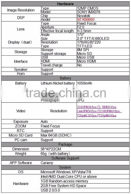 New Arrival F88 70-170 Degree Adjustable Wifi 4K Dual Display Sports Camera Mini Sport Cam