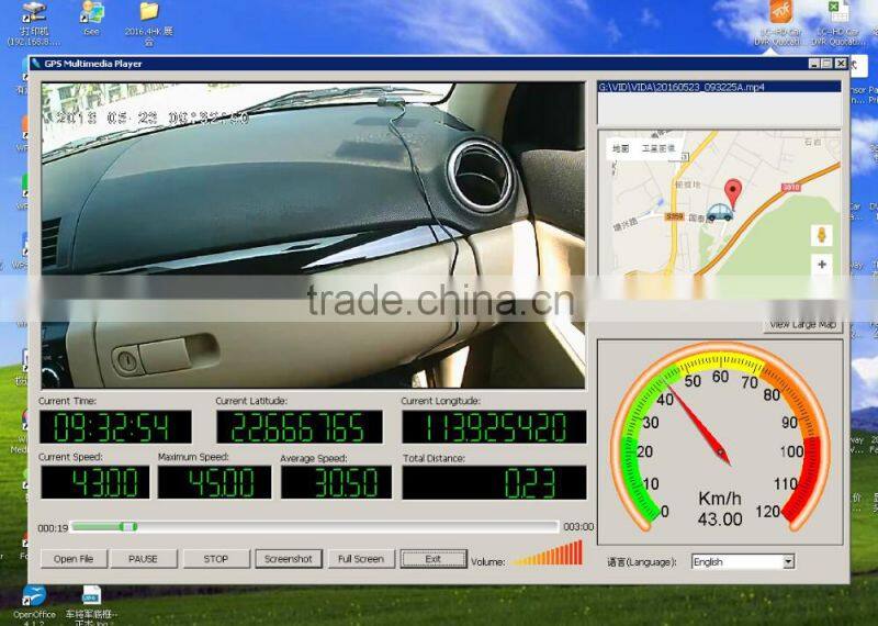 Show Longitude and latitude,dual camera mirror dvr with GPS Tracking Replay