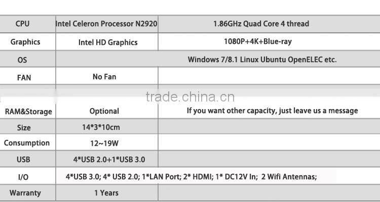 notebook computers mini 1080p htpc with Pentium N2920 processor Quad core pc Dual HD_MI display high definition 300M WIFI