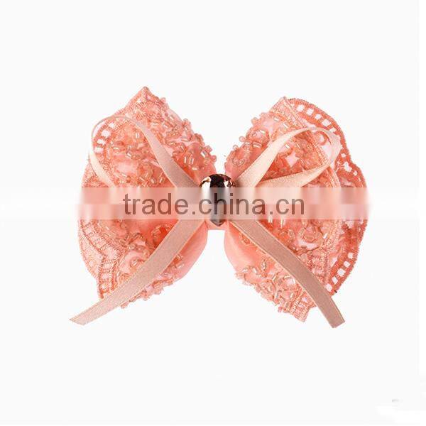small beads bow korean ribbon hair clip, grosgrain ribbon hair clip