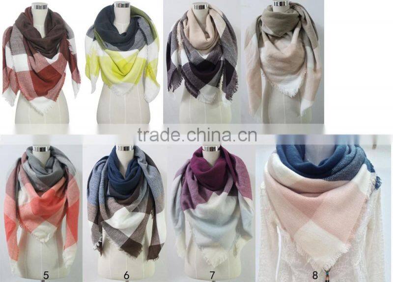 2016 hottest selling plaid blanket winter cashmere scarf ,scarf factory china
