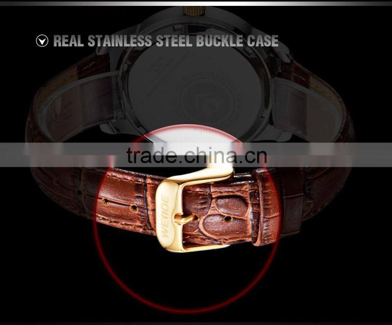 2015 WEIDE Fashion Alloy Couple Watch Gold Rose Watches For Men Cheap Watches In Bulk Sapphire Wristwatch WG93008