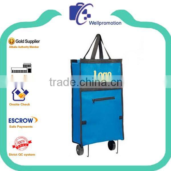 Wellpromotion supermarket foldable polyester shopping trolly