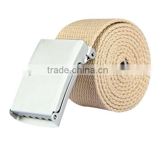 Beyond Men's Casual Solid Color Cotton Woven Belt with Flip-Top Buckle