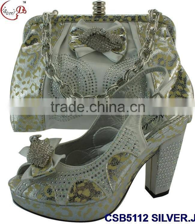 high rough heals shoes and bag match set with stones famous in European style for young lady for wedding /party