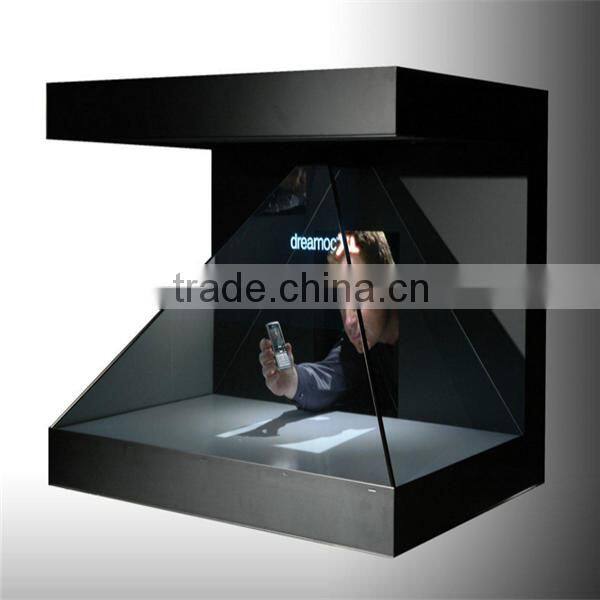 2016 Chariot indoor 3d hologram screen, advertising showcase, showbox, pyramid.