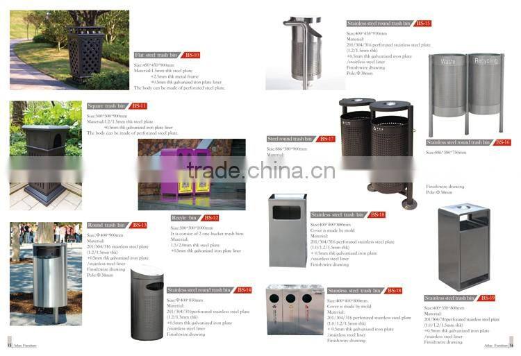 BS01c Arlau durable single outdoor metal trash bin with Ashtray