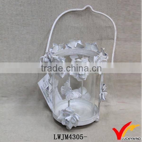 white metal combine glass home goods crystal candle holder