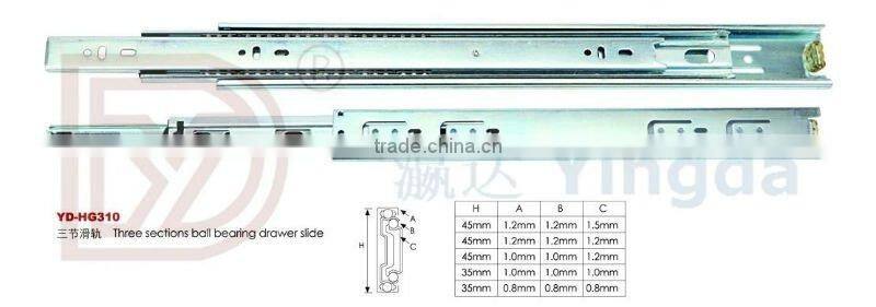 3-Fold Iron Ball Bearing Soft Closing Drawer Slide