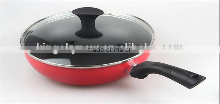 Enamel cast frying pan with lid