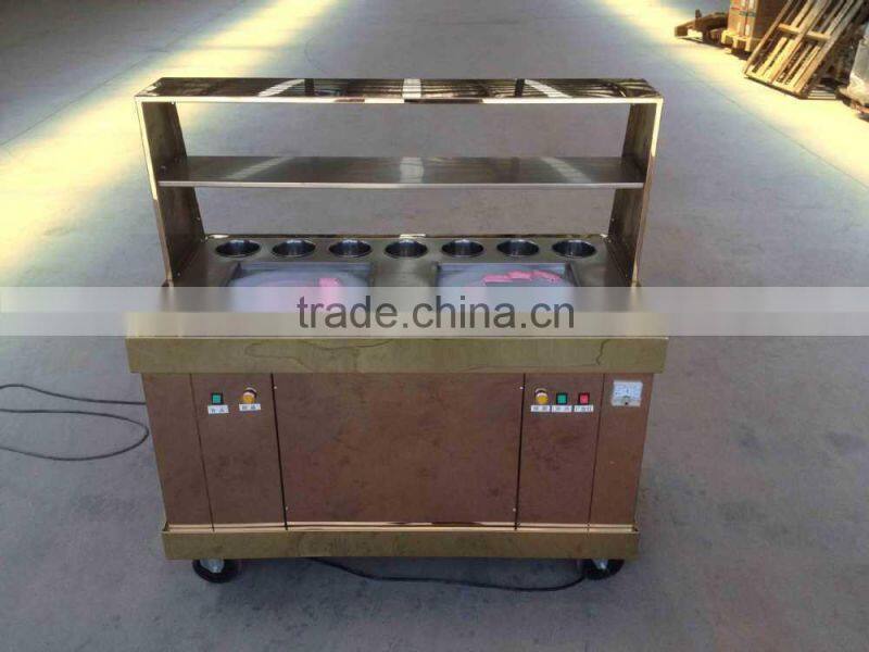 Frozen yogurt fruit ice cream rolls making machine with real fruit