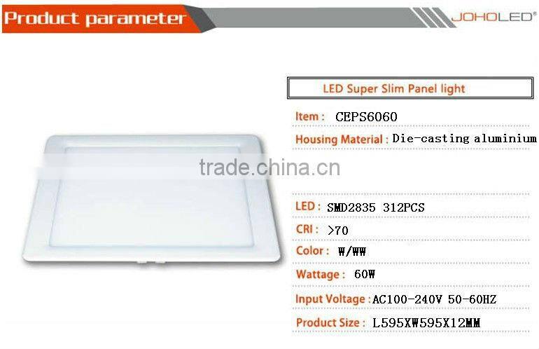Very competitive 60w 312pcs 2835smd 600x600 led panel light price