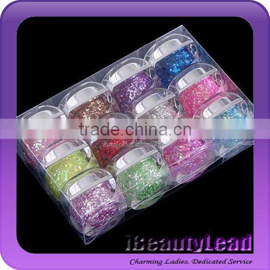2014 12 colors bigger Glitter UV gel fashion uv gel