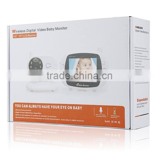 Baby Monitoring 3.5 Inch 2.4g Digital RF modulation LCD Screen Baby monitor with Night Vision