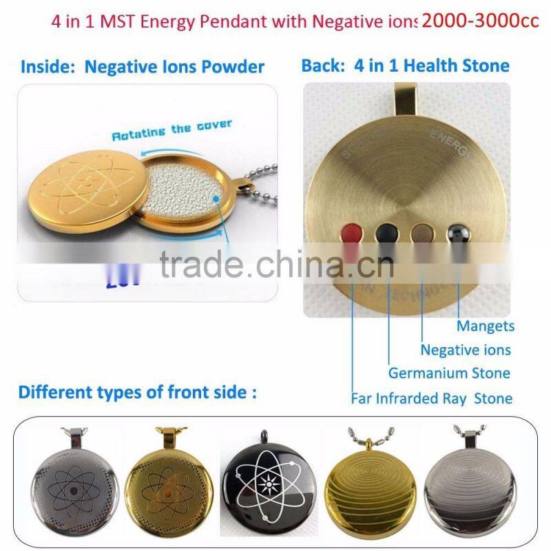 stainless steel pendant necklace, with negative ion, FIR, magnet and germanium stone