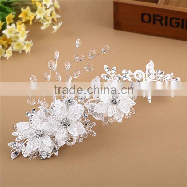 MYLOVE factory sale handmade flower bridal lace hair accessory wholesale MLF110