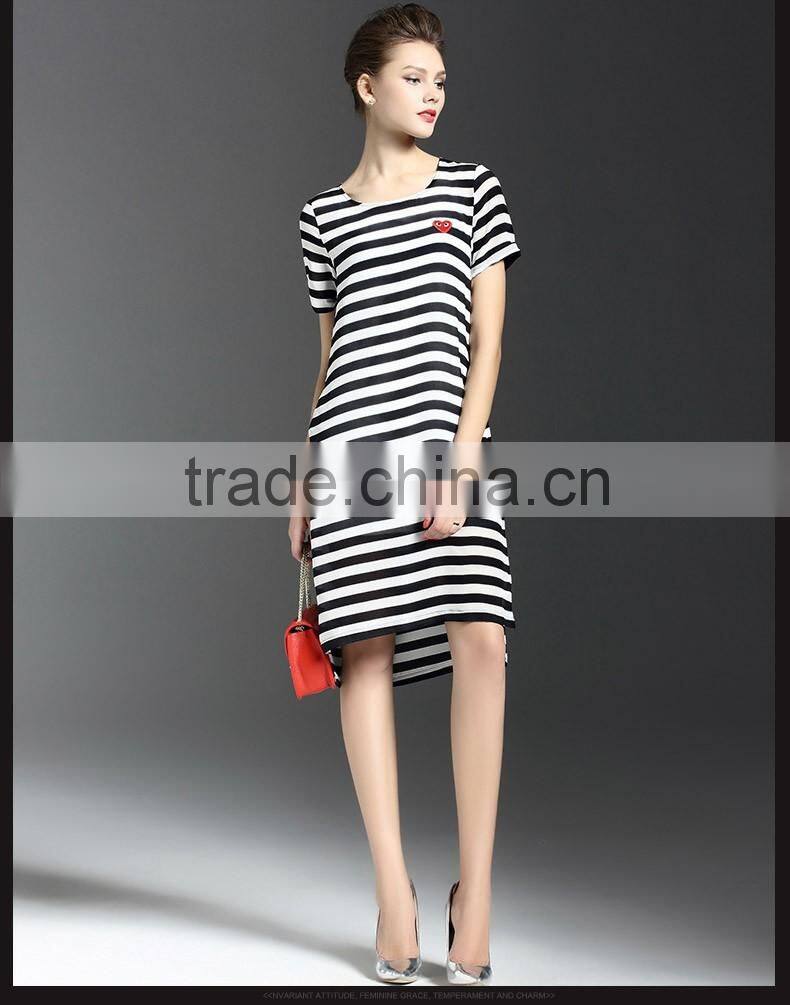 Women's Clothing Casual Temperament Simple Sexy Short-sleeved Striped dress Spring Summer wild