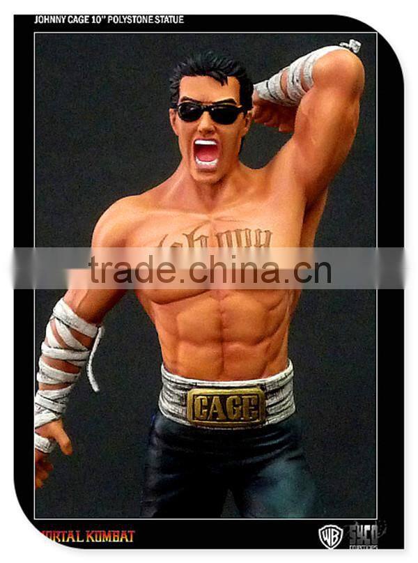 Online game characters Johnny Cage supper handsome man moveale polyresin statue & figurines toy