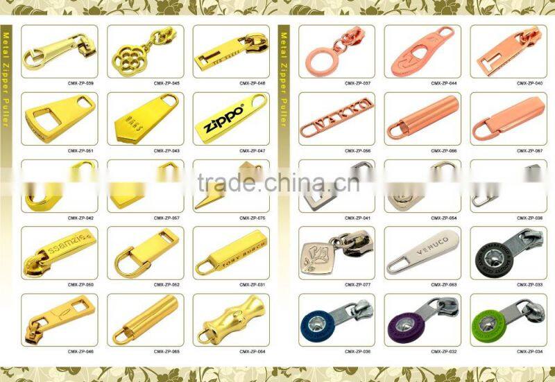 Electroplated swivel shiny light gold custom metal zipper puller