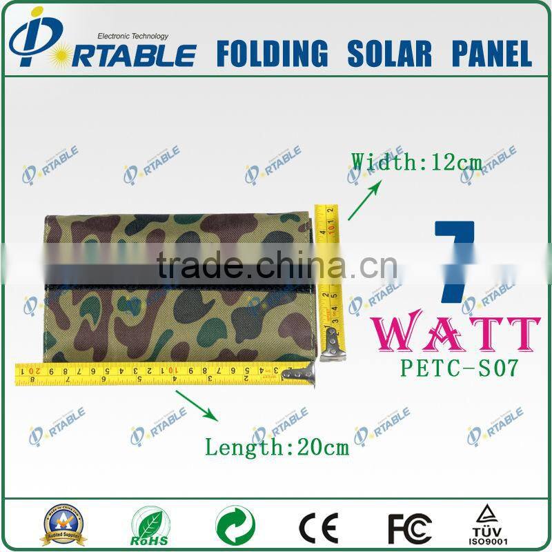 7W New Hot 2 foldings portable solar power charger for traveling