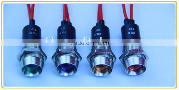 12mm Diameter LED indicator light red green Chrome Body
