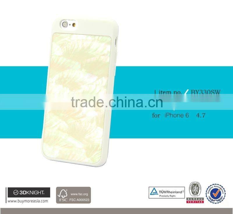 2016 New Products 100% natural seashell PC frame cell phone case for iphone 6s, hard case for iphone 6s plus phone case