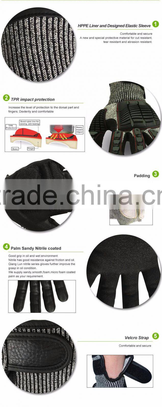 Nitrile coated impact-reducing safety gloves