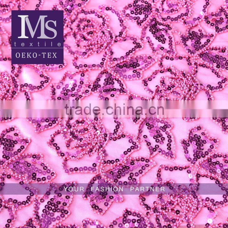 2016 Hot sale treedy flower poly embroidery guipure lace fabric for new dress
