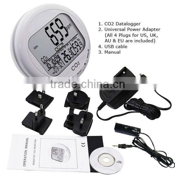 Digital 3-in1 CO2 Carbon Dioxide Sensor Desktop Indoor Air Quality Data logger Temperature Relative Humidity RH 9999ppm Monitor