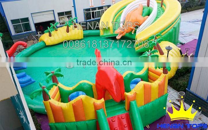 Rectangular Above Ground Swimming Pool Dinosaur Inflatable