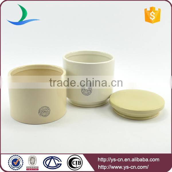 wholeasale simple 2sets combination stoneware canister with decal