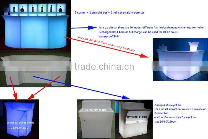 high quality glowing led lighting up party table led bar counter
