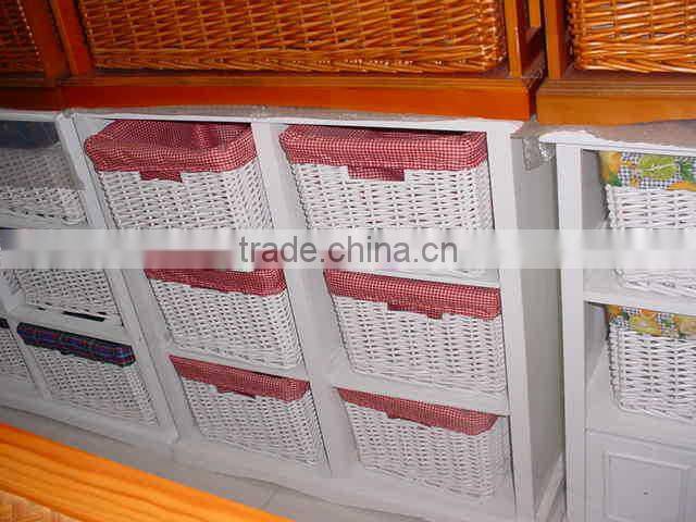 Large natural wooden cabinet willow furniture with handle