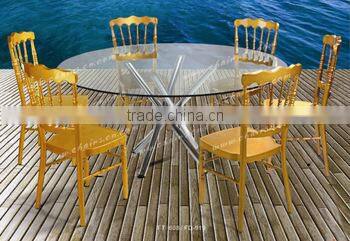 wedding fruniture steel base folding glass wedding table and chairs