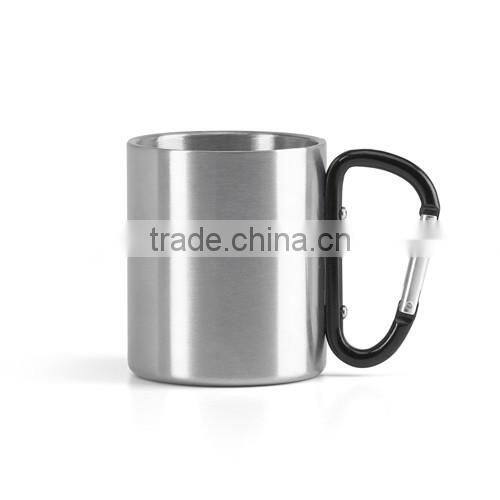 stainless mug with carbiner handle 220ml