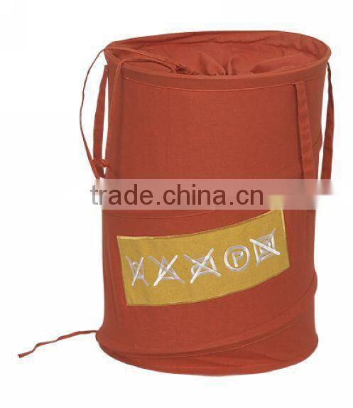 Durable Red Foldable Cotton Canvas Laundry Hamper With Drawstring Cover Dirthy Clothes Storage Folding Laundry Bag Custom Design
