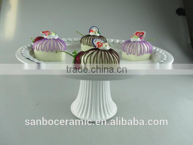 ceramic cake stand , metal cake stand white for wedding & party with dome