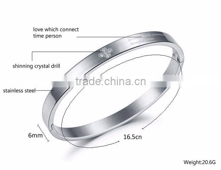 Wholesale New Style Woman Charm Bracelet Jewelry Silver Plated 316L Stainless Steel Gift Simple Design Bangles