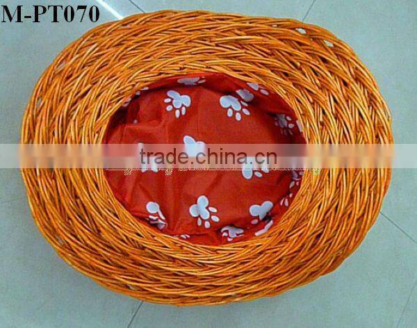5 pcs set Round wicker pet basket with red floral liner