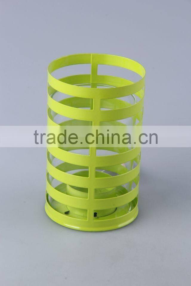 Home Decoration Candlestick/hollow out Design Iron+Glass Candle Holder