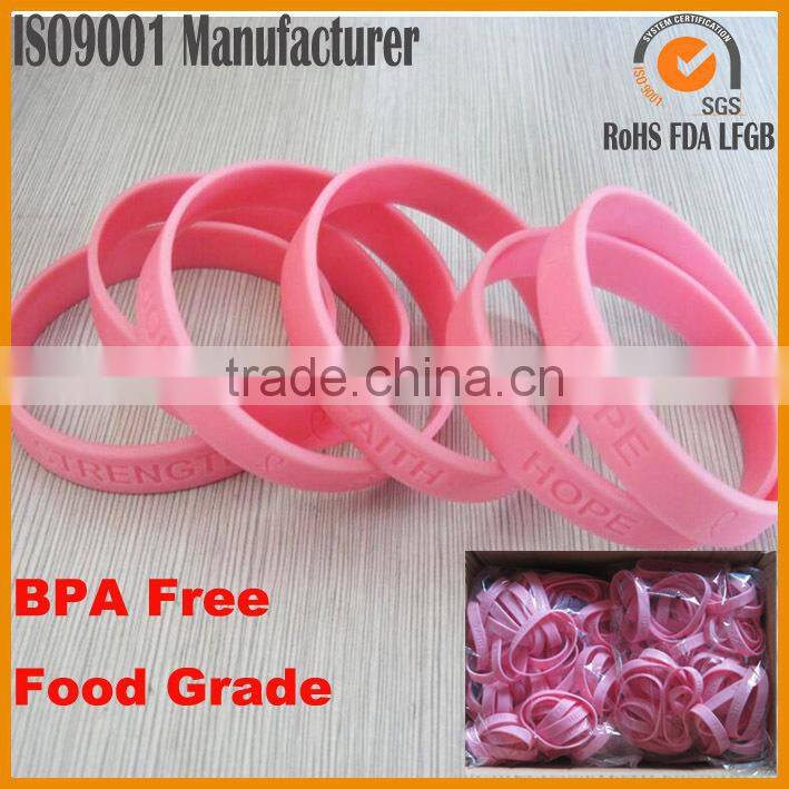 Breast Cancer Silicone Bracelets , Breast Cancer Awareness Promotional Gift Silicone Bracelet Wholesale
