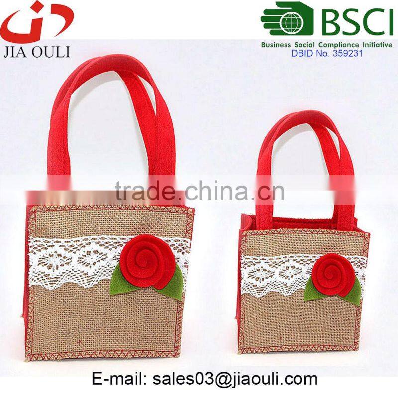 Fashion design Valentines' day decorations non-woven with Jute cover planter pot